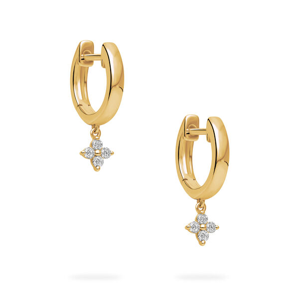 Yellow Gold Diamond Huggie Earrings For Kids